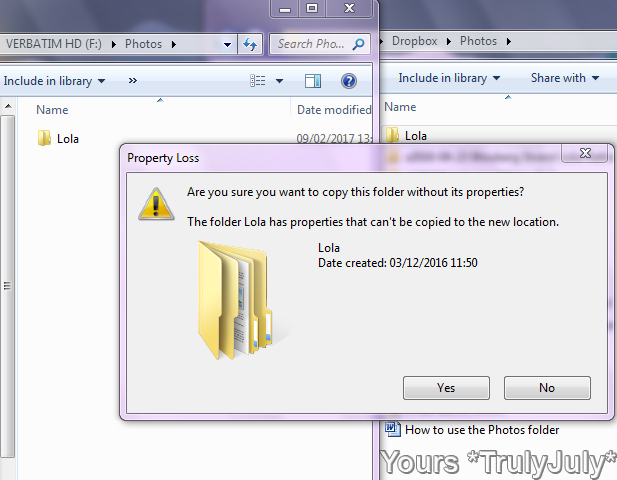 Dropbox bug: Property Loss - Folder will copy without its properties.
