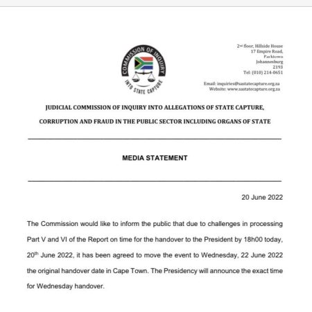 Media Statement #StateCaptureInquiry by Commission of Inquiry into Allegations of State Capture